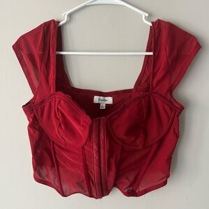 Faded rose Red Sheer Corset Top